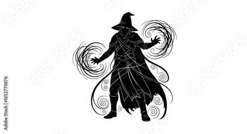 powerful wizard silhouette transparent background for game design more
