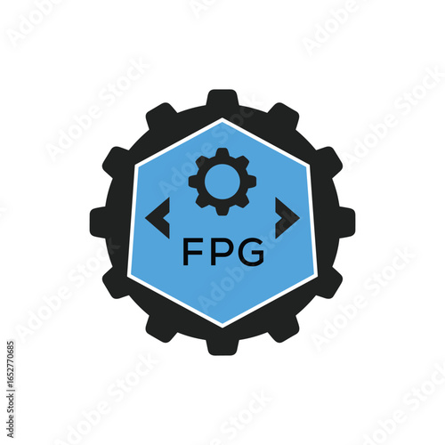 FPG Industrial Gear Logo Design – Engineering, Mechanical, and Construction Branding Icon. FPG Letter Logo.
