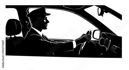 professional chauffeur silhouette transparent background for design projects