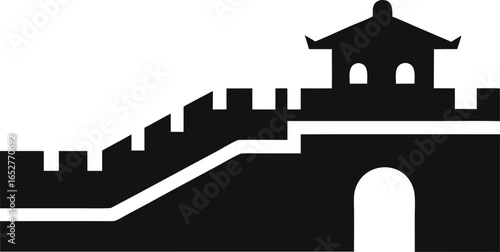 The Great Wall of China Minimalist Vector Icon Solid