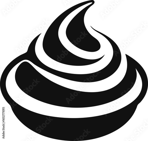 Whipped Cream Swirl Icon Silhouette Vector Illustration