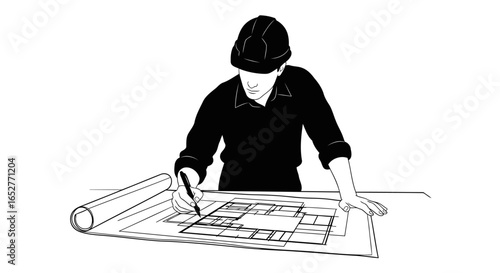 transparent background architect illustration isolated engineer drafting blueprint