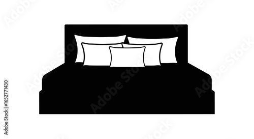 transparent background bed icon isolated double bed with pillows for design projects