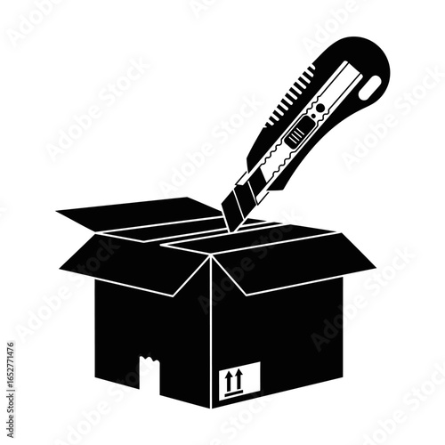 transparent background box cutter icon isolated vector illustration for design