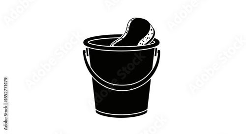 transparent background bucket and sponge perfect for cleaning designs