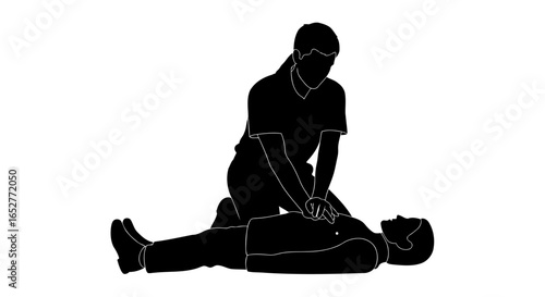 transparent background cpr silhouette isolated medical illustration for training