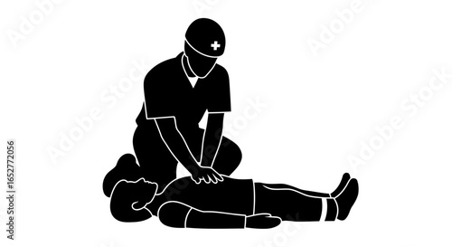 transparent background cpr illustration isolated medical aid silhouette