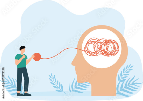 Businesswoman chaos with help, mental health or psychotherapy, schizophrenia concept, cognitive trap, communication or empathy concept
