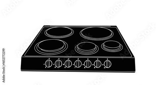 transparent background electric cooktop illustration perfect for website design