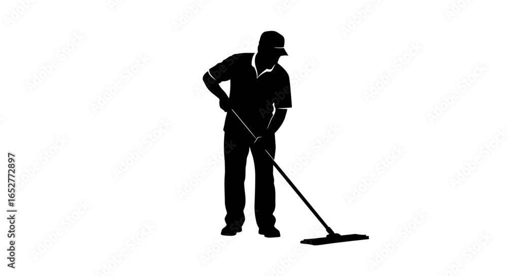 Naklejka premium transparent background janitor silhouette isolated cleaning vector for websites