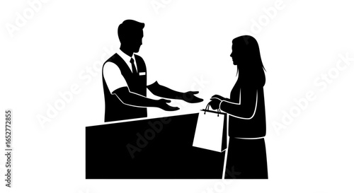 transparent background illustration customer service retail transaction silhouette