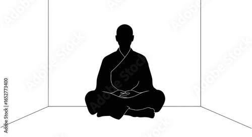 transparent background monk silhouette perfect for meditation app design