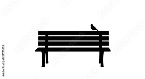 transparent background park bench silhouette bird solitude design element