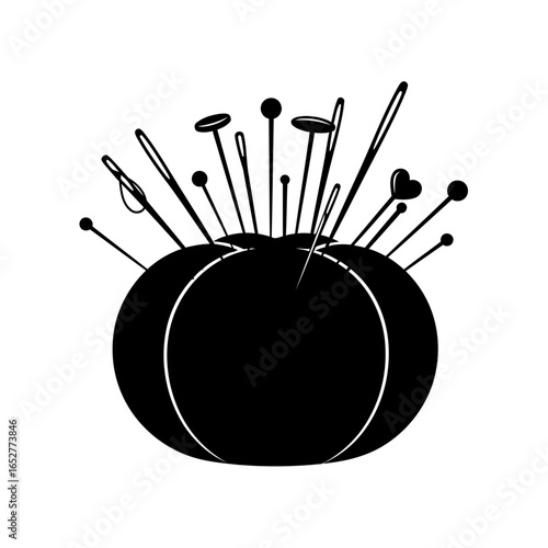 transparent background pincushion illustration isolated black silhouette for crafts