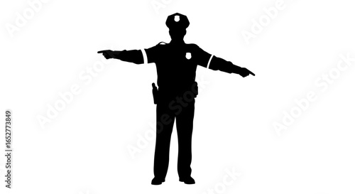 transparent background police officer silhouette directing traffic illustration