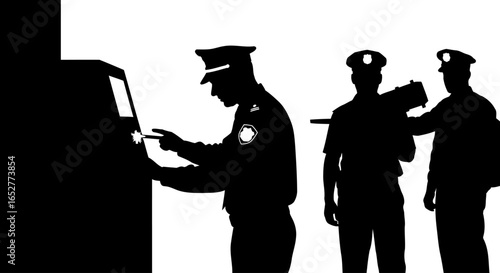 transparent background police silhouettes isolated vector illustration for design projects