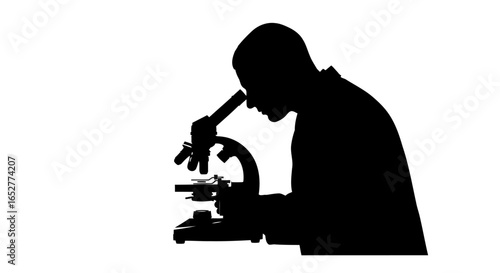 transparent background scientist silhouette microscope research image for design