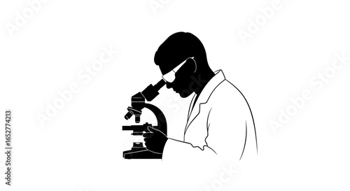 transparent background scientist silhouette using microscope perfect for website design
