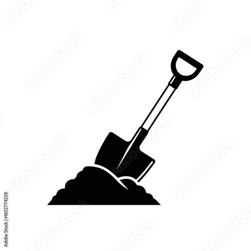 transparent background shovel icon isolated black digging tool for design