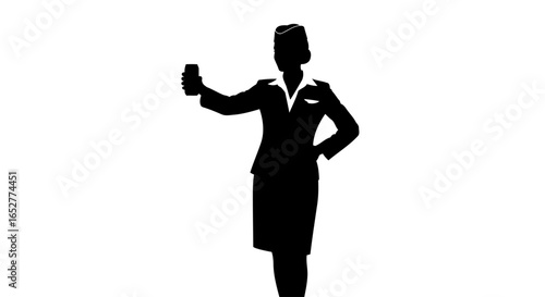 transparent background silhouette flight attendant selfie perfect for design projects