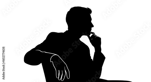 transparent background silhouette pensive man perfect for design projects