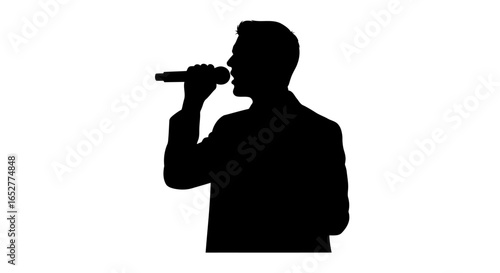 transparent background silhouette singer holding microphone isolated vector