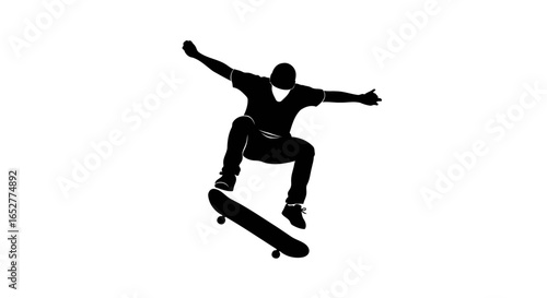 transparent background skateboarder silhouette dynamic action vector for design projects