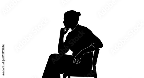 transparent background silhouette woman thinking isolated png for design projects