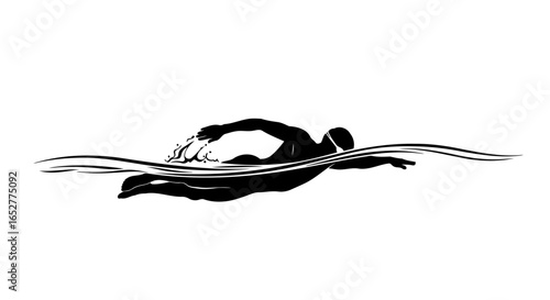 transparent background swimmer silhouette freestyle stroke vector graphic