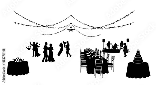 transparent background wedding reception silhouette perfect for invitations