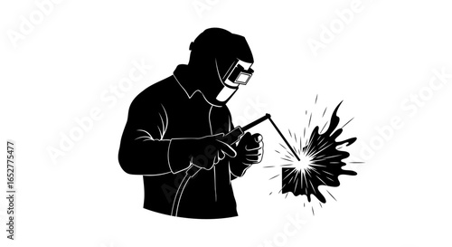 transparent background welder silhouette isolated vector illustration for design projects