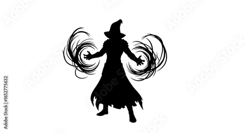 transparent background wizard silhouette isolated magic caster for design projects