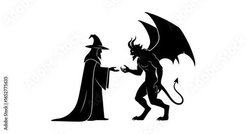 transparent background wizard and demon pact highresolution illustration