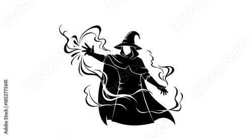 transparent background wizard silhouette isolated magic caster for design projects