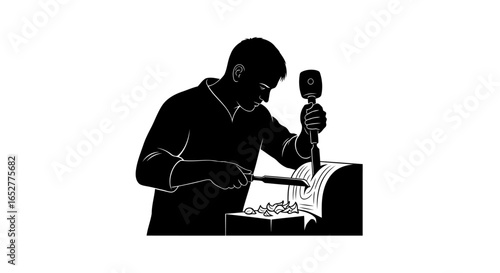 transparent background woodcarver silhouette perfect for crafts design projects