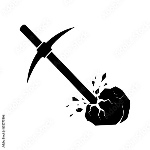 transparent pickaxe breaking rock isolated vector graphic for design projects