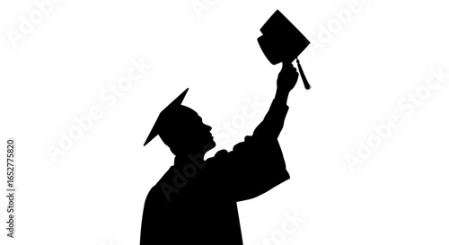 triumphant graduate silhouette transparent background png for design projects
