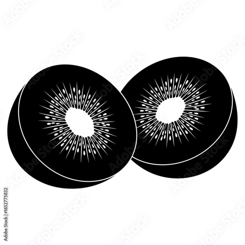 two kiwi fruit halves transparent background vector illustration