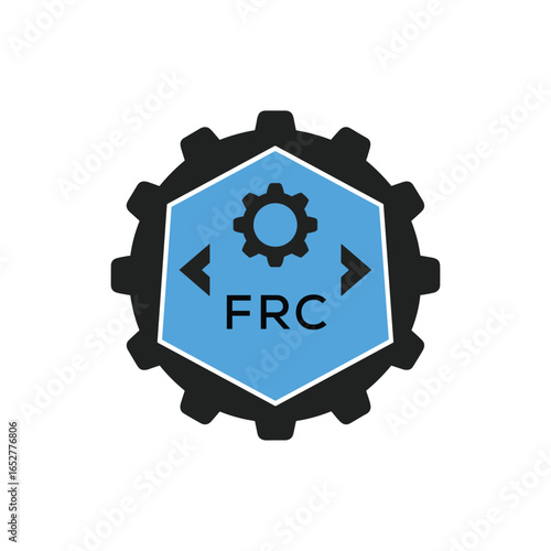 FRC Industrial Gear Logo Design – Engineering, Mechanical, and Construction Branding Icon. FRC Letter Logo.
