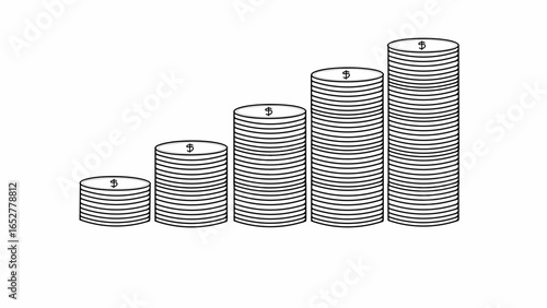 Coins that are stacked together form a ladder that goes upwards towards abundant wealth