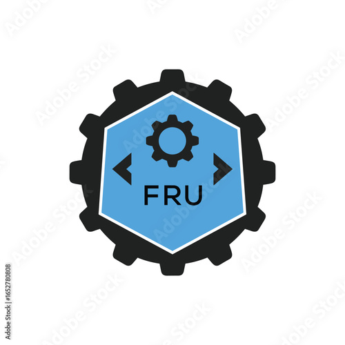 FRU Industrial Gear Logo Design – Engineering, Mechanical, and Construction Branding Icon. FRU Letter Logo.
