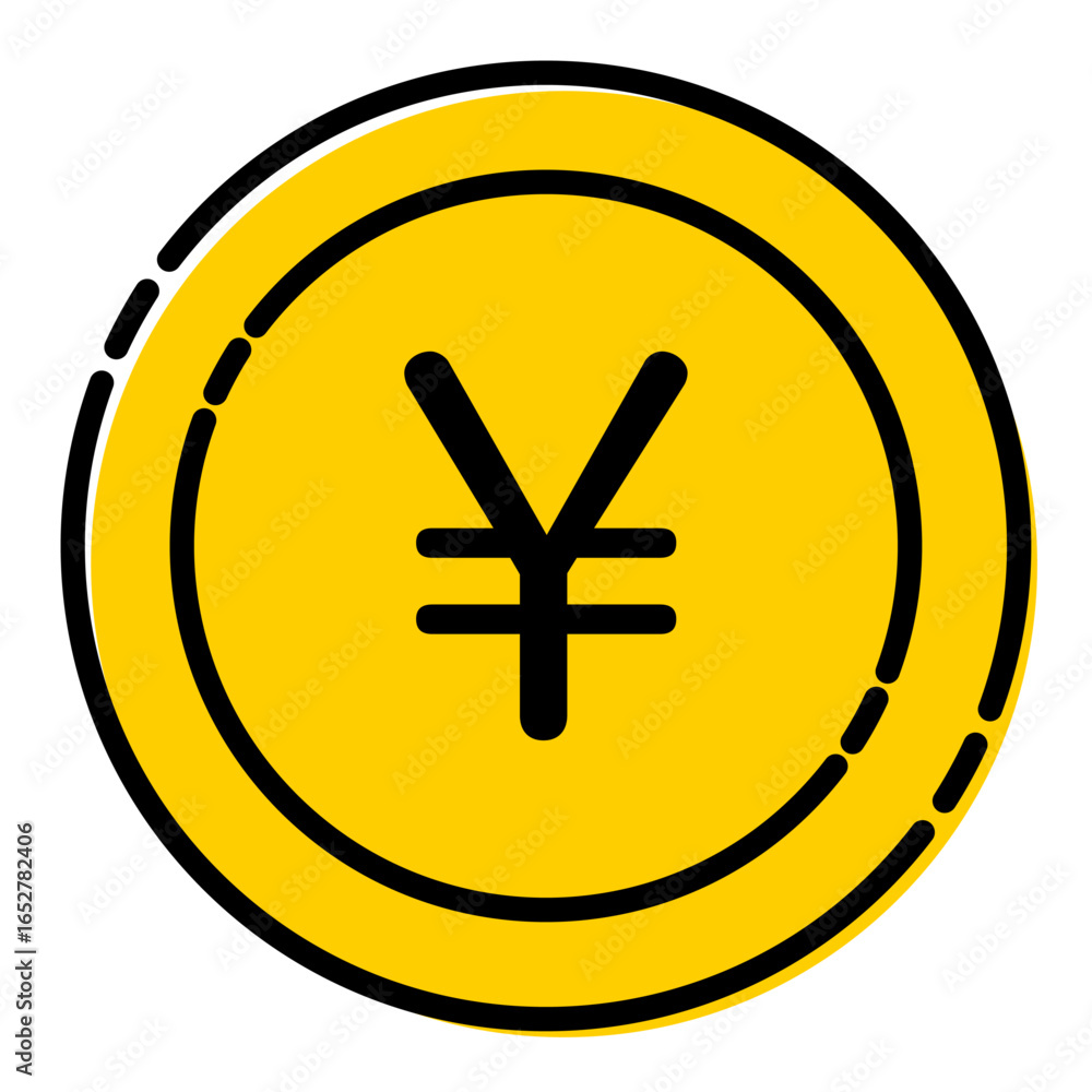 Fototapeta premium 円コインアイコン イラスト シンプル ベクター素材 ゴールド