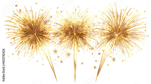 Radiant Golden Fireworks Display Against a Neutral Backdrop Illuminating the Night Sky with Sparkling Bursts