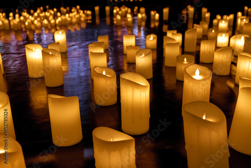 candles on the concert stage background for design purpose
