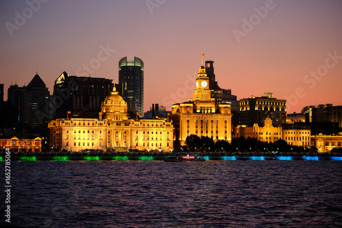 Shanghai bund night view and huangpu river