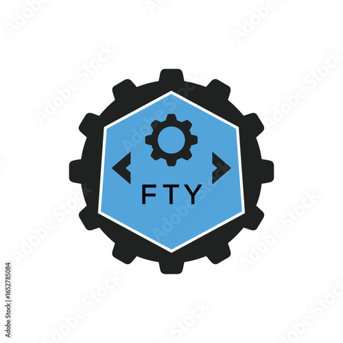 FTY Industrial Gear Logo Design – Engineering, Mechanical, and Construction Branding Icon. FTY Letter Logo.
