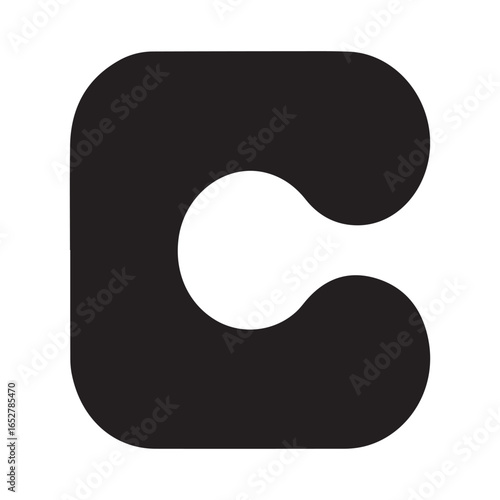 Sleek and versatile abstract graphic element presenting a bold, stylized letter C with soft rounded corners, ideal for branding, logos, and modern design aesthetics.