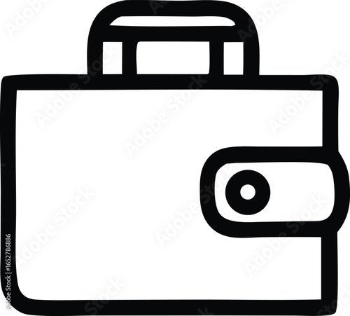 Simple black and white line drawing icon of a folded wallet with a coin compartment