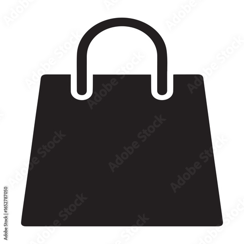 Simple black shopping bag icon, representing retail and consumerism