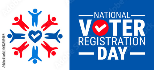National Voter registration day background, banner, card or poster design template is observed every year during September, to raise awareness about the mission. Vector illustration.